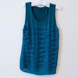 Ann Taylor Teal Chiffon Top, Size M